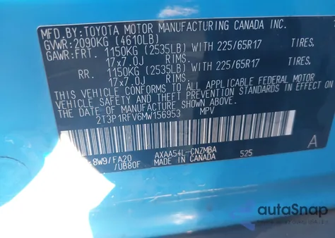 2021 Toyota Rav4 Xle from USA, damaged, VIN 2T3P1RFV6MW156953